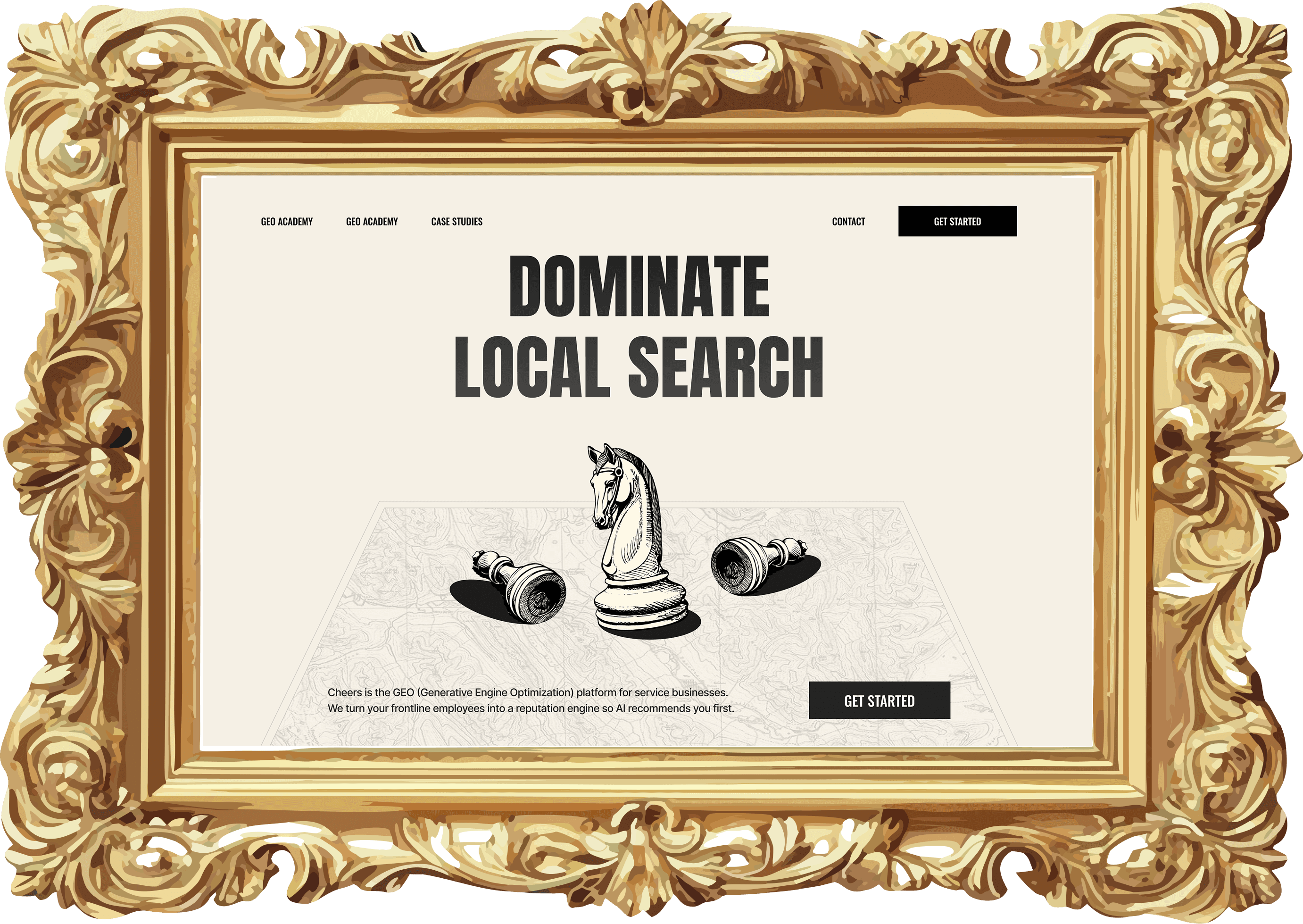 Cheers project screenshot in gold frame