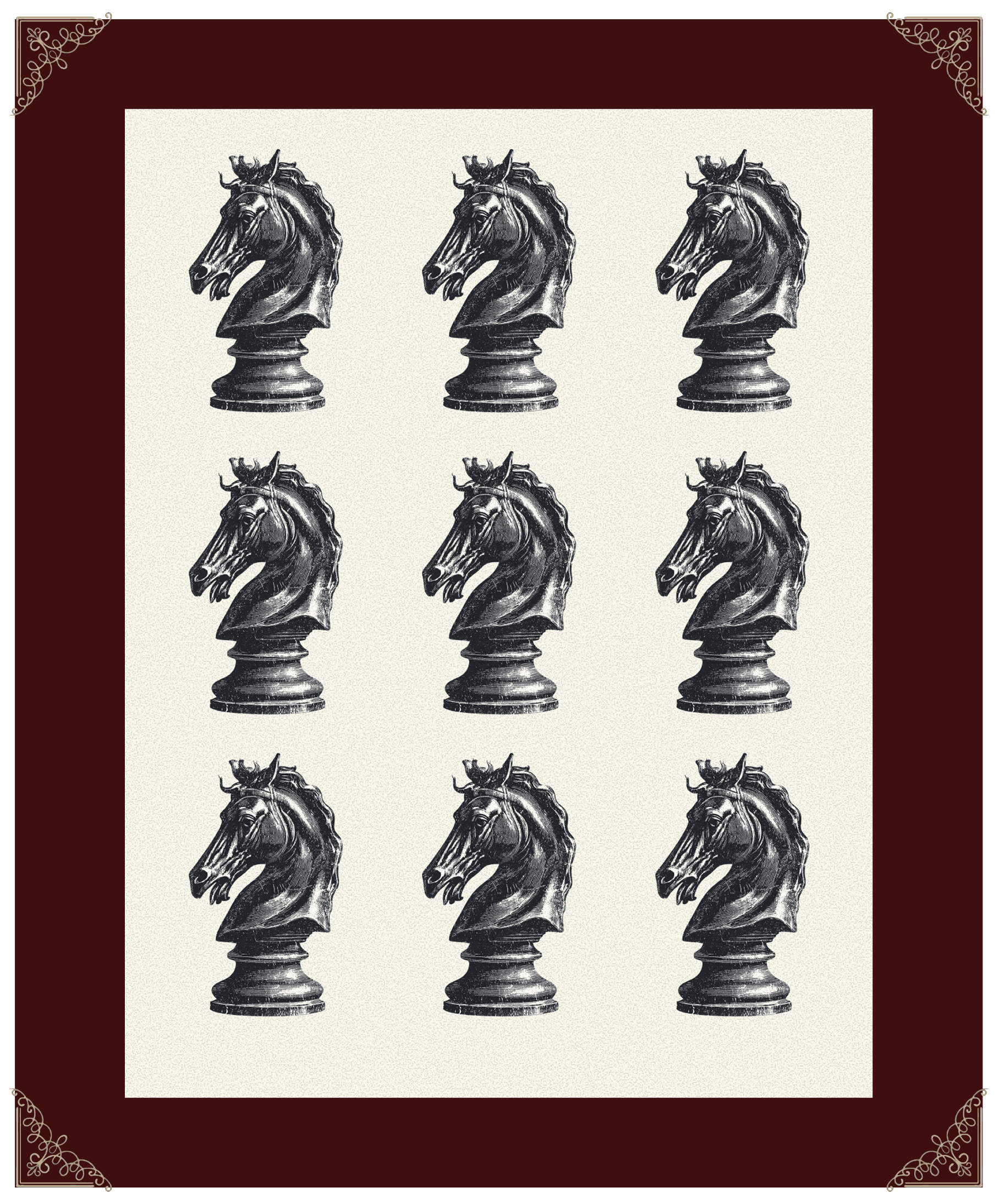 Chess knight pieces grid layout