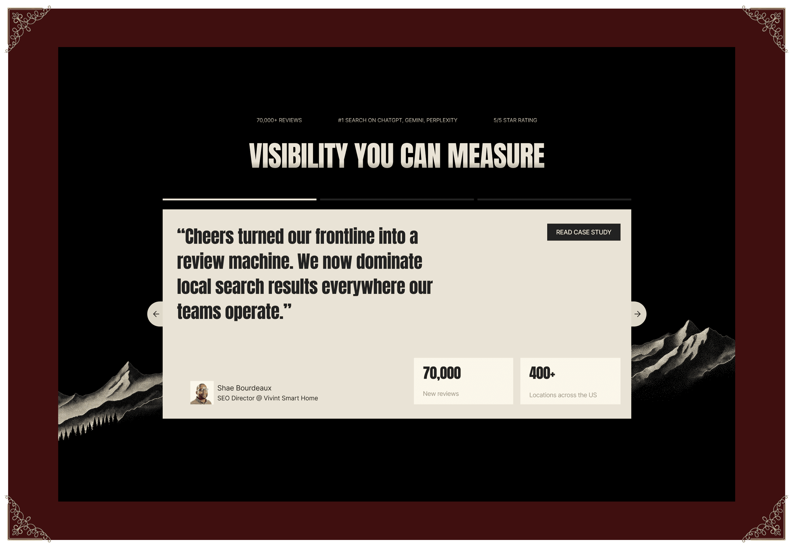 Visibility You Can Measure - testimonials and metrics