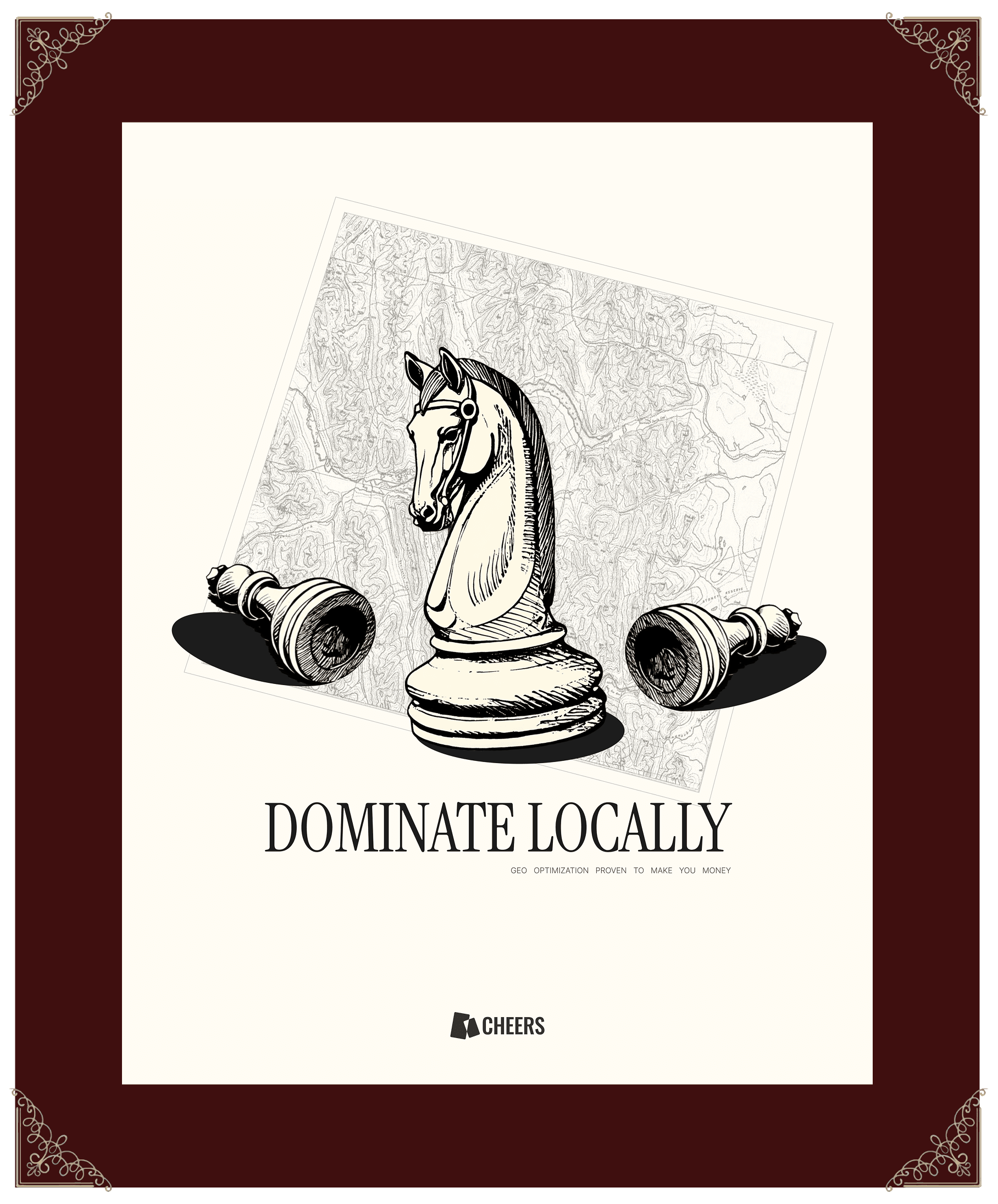 Dominate Locally poster with chess knight