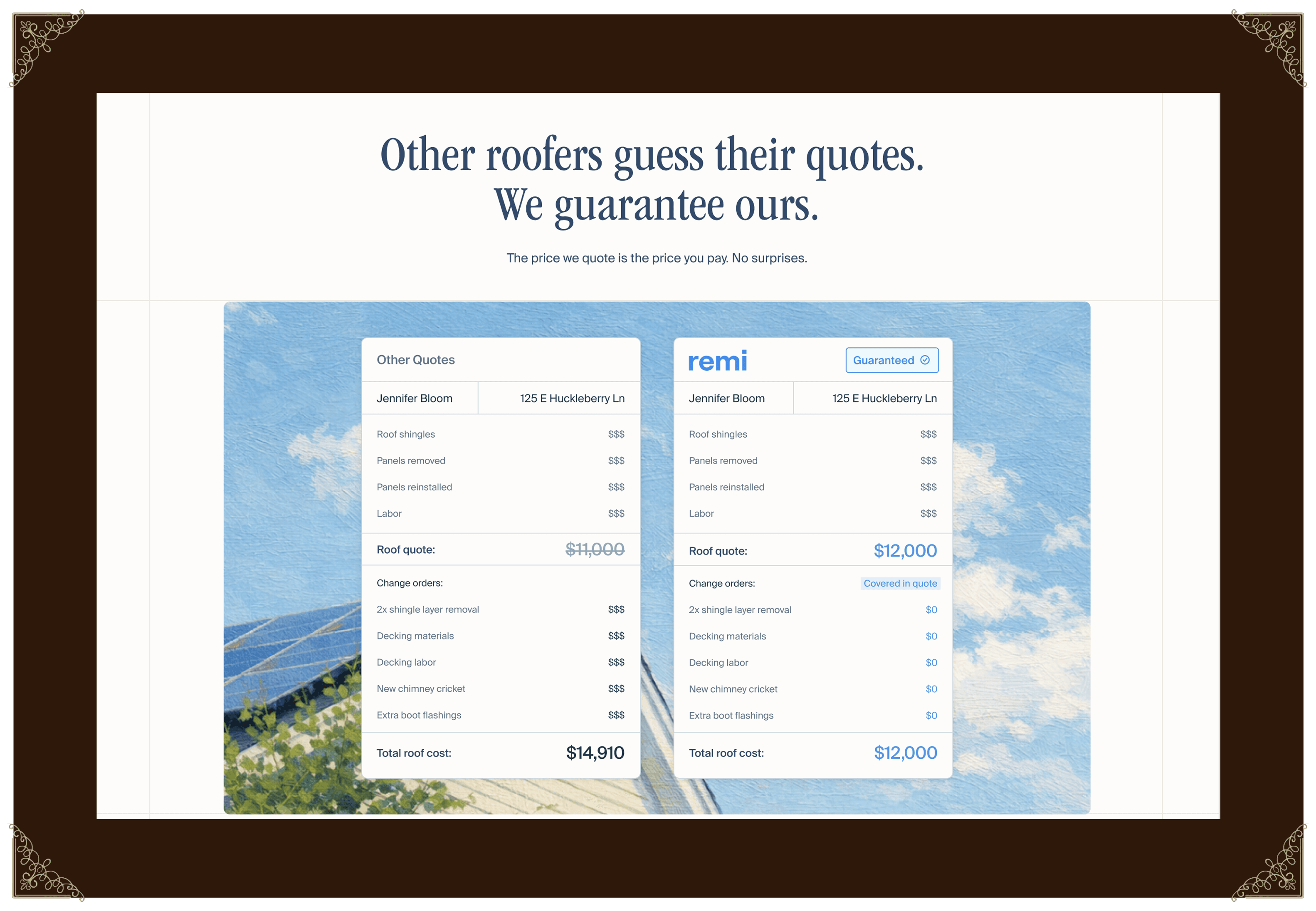 Remi landing page hero - fixing the way roofs get fixed